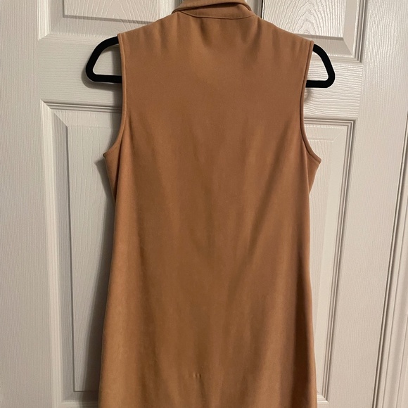 90's Vintage Aristy Authentic Clothing Sleeveless Zip Suede Midi Dress - Picture 3 of 3
